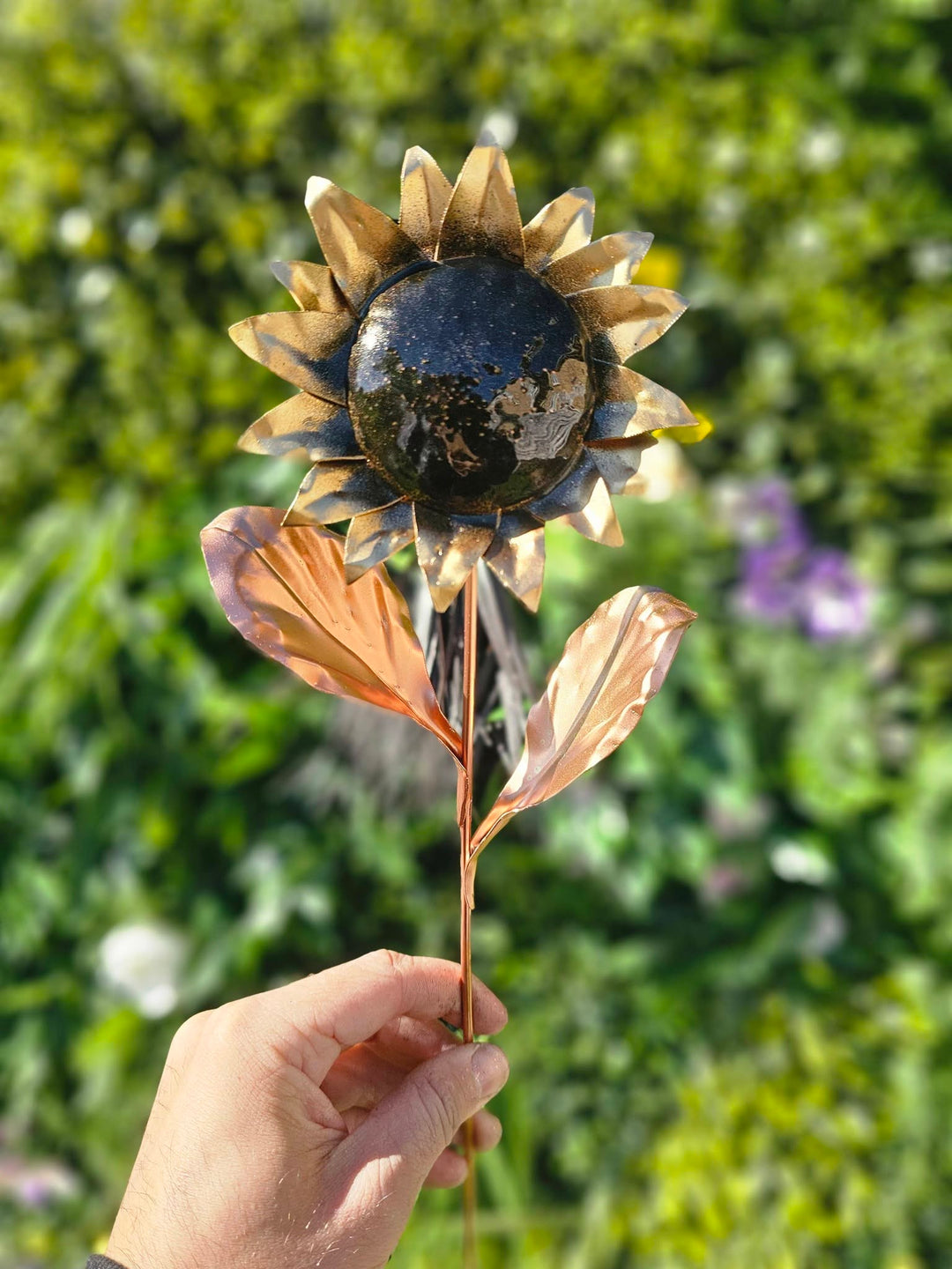 small sized copper sunflower for decor home and garden. #size_small