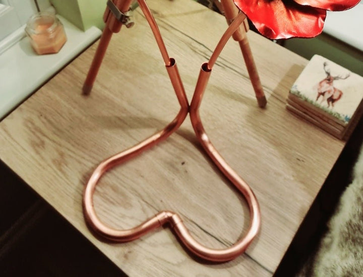 Double Copper Heart Flower Stand - Copper Hearts UK