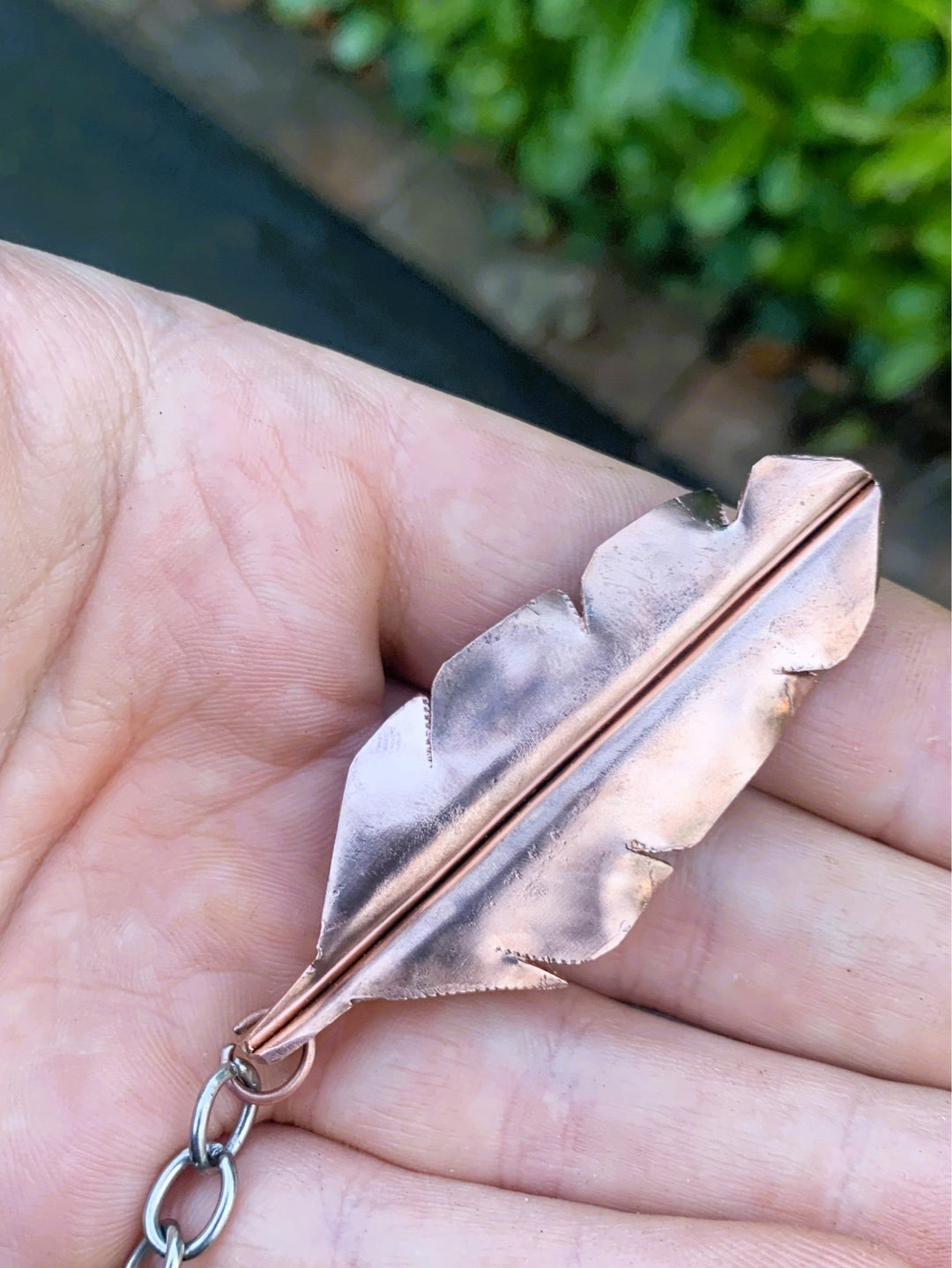 Pocket Feather Keyring - Copper Hearts UK