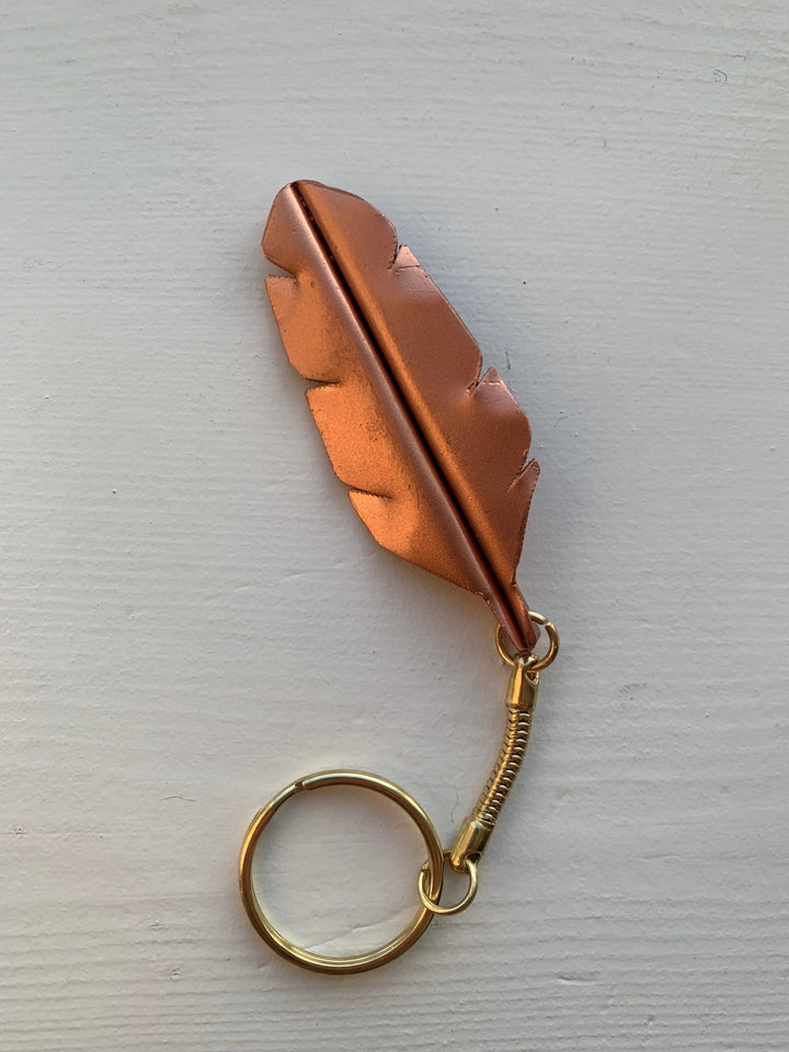 Pocket Feather Keyring - Copper Hearts UK