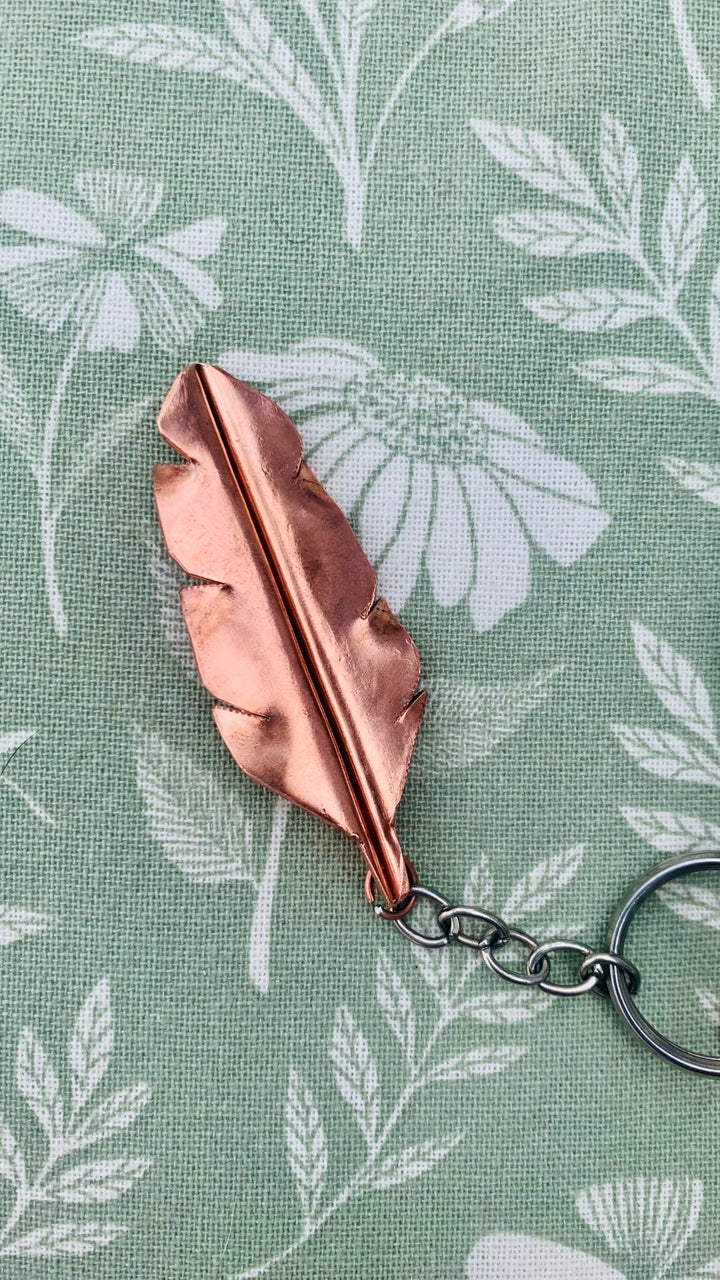 Pocket Feather Keyring - Copper Hearts UK