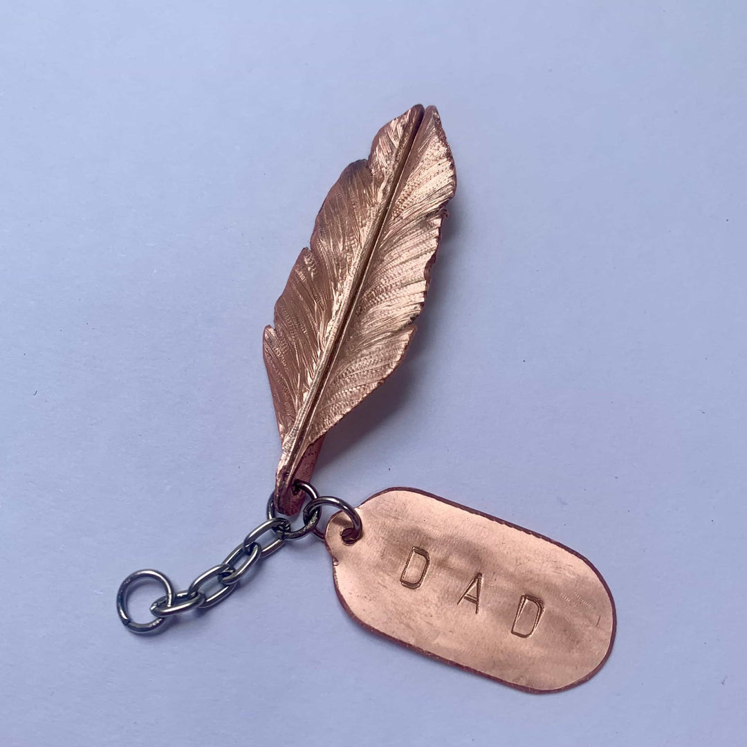 Pocket Feather Keyring - Copper Hearts UK