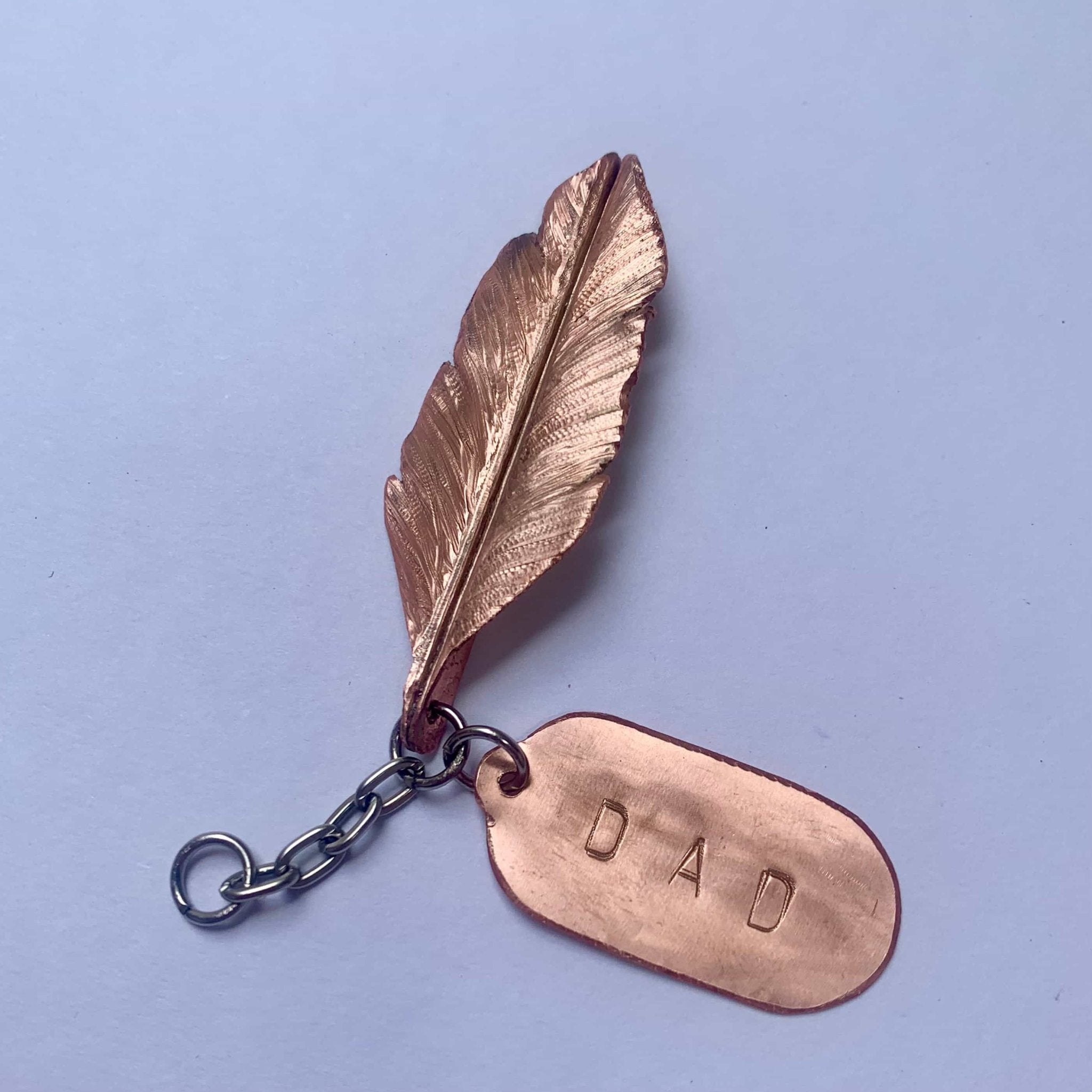 Pocket Feather Keyring - Copper Hearts UK