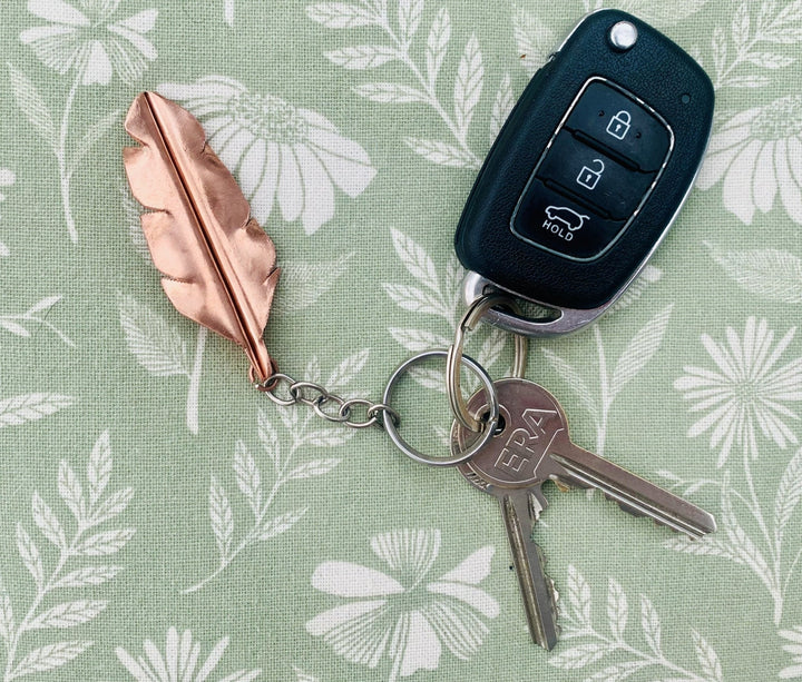 Pocket Feather Keyring - Copper Hearts UK