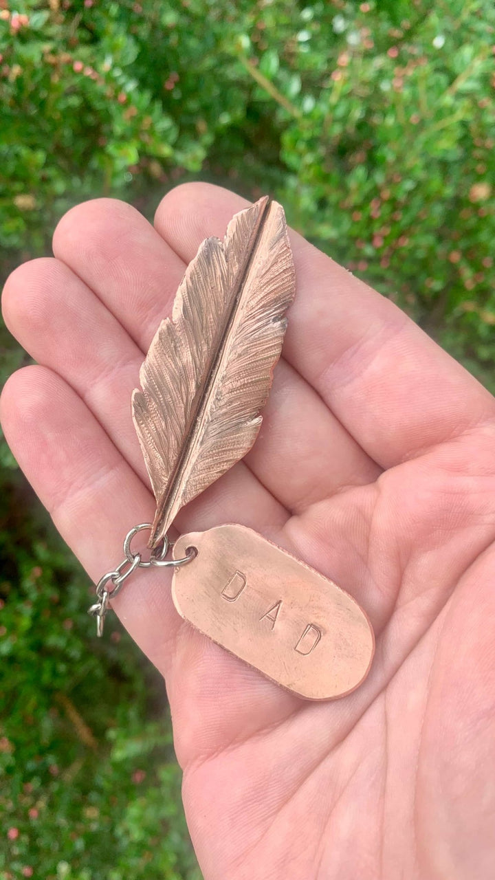 Pocket Feather Keyring - Copper Hearts UK