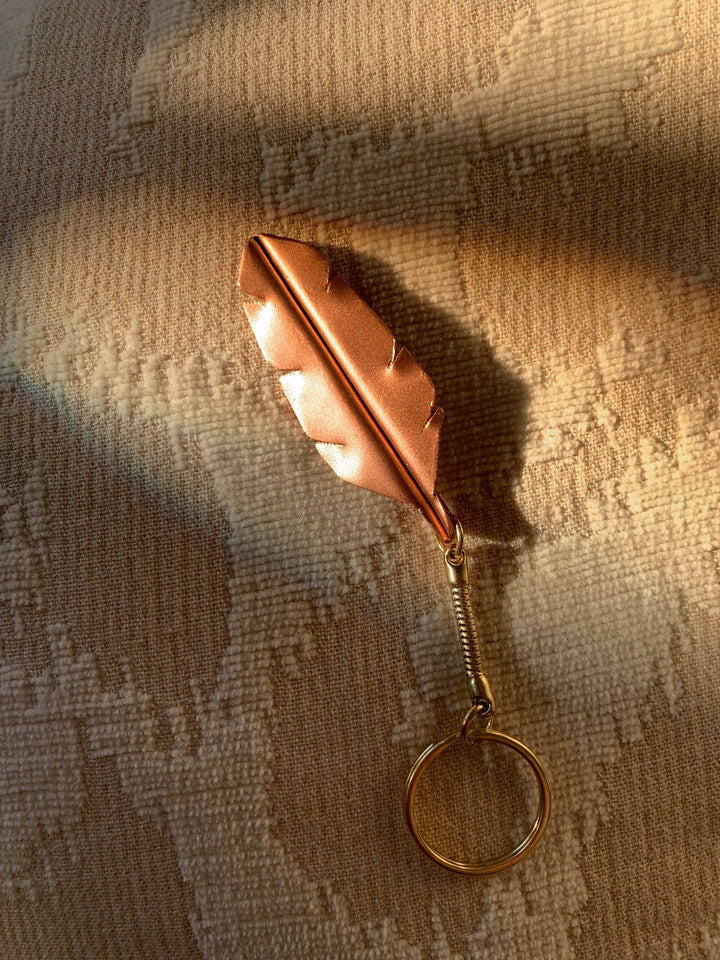 Pocket Feather Keyring - Copper Hearts UK