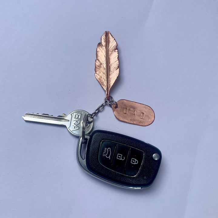 Pocket Feather Keyring - Copper Hearts UK