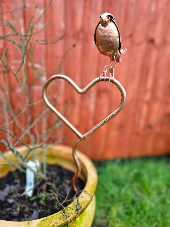 Wobbly heart with Robin - Copper Hearts UK